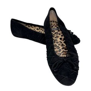 Stuart Weitzman Suede Ballet Flats with Raised Criss Cross Pattern